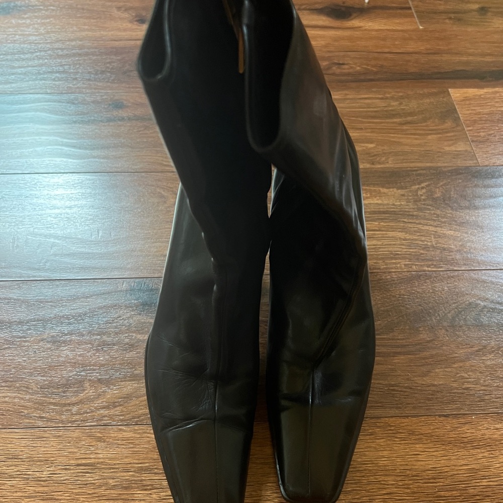 Vintage Gucci Women’s Black Leather Square Toe Heeled Boots 8B - Picture 3 of 7